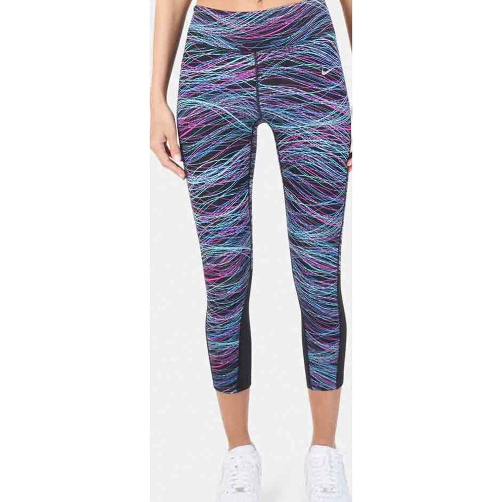 Nike woman’s epic lux cropped abstract scribble wave print running leggings size